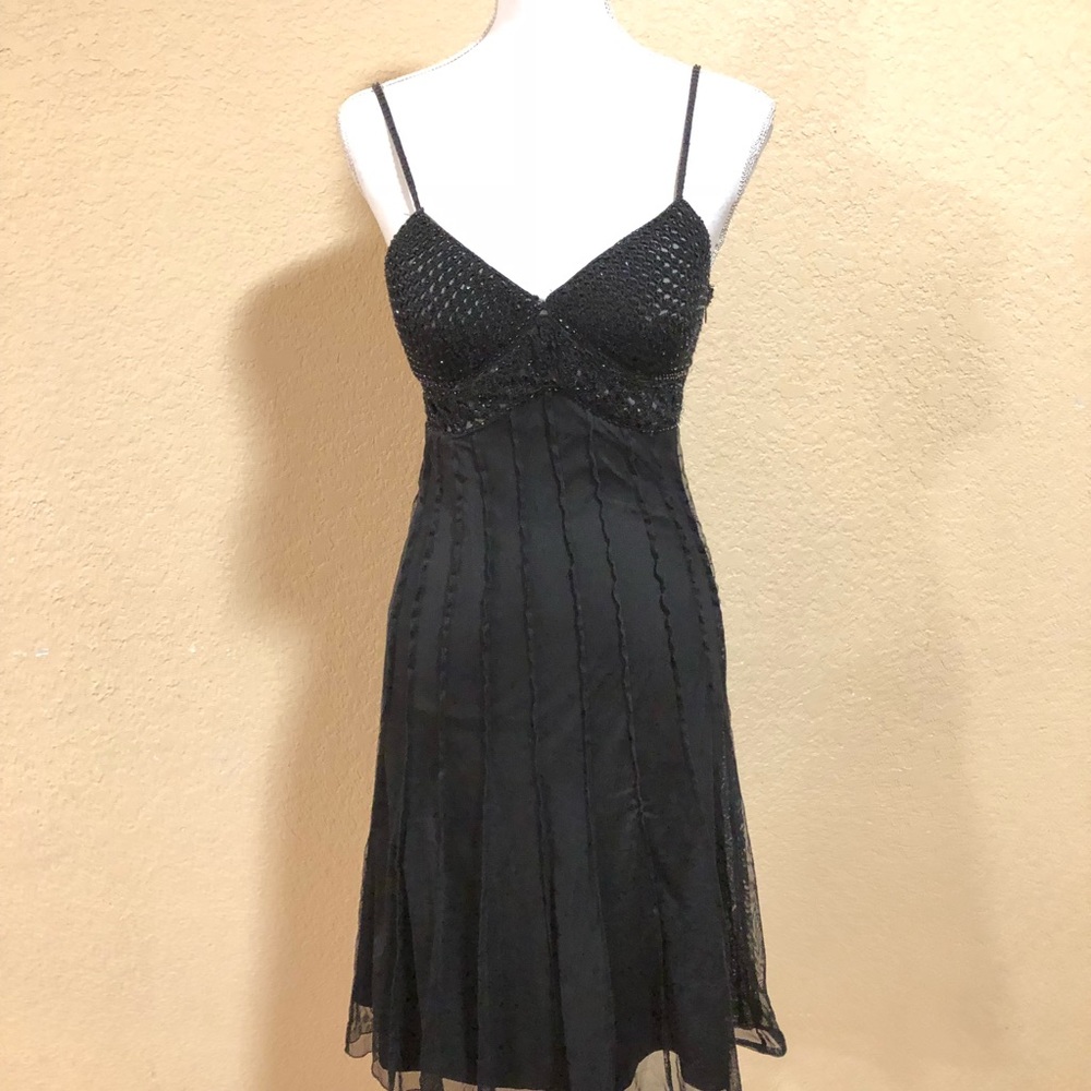 VIntage Black Y2K crochet and embroidered black Spaghetti Strap dress size 4